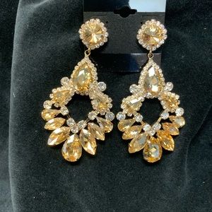 Rhinestone Pageant Earrings NWOT
